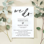 Canopy Street Personalized We Do Invitations / 25 Custom Modern Wedding Invites With White Envelopes / 5" x 7" Flat Simple Black And White Engagement Party Invitation/Made In The USA - Image 3