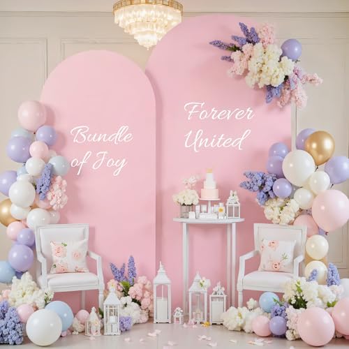 Pink Blue Arch Backdrop Cover Set of 2 Gender Reveal Arch Covers Stretchy Backdrop 7.2 and 6ft Spandex Balloon Arch Stand Covers for Baby Shower Boy or Girl Birthday Party Banquet Photo Background - Image 3