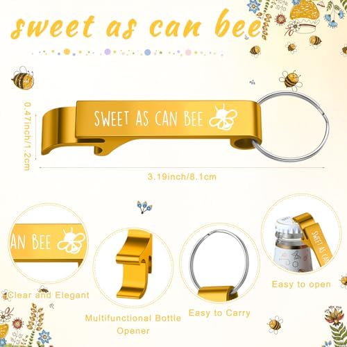 Pickmesh 50 Set Bee Baby Shower Favor Shot Glass Bottle Opener Keychain - Image 3