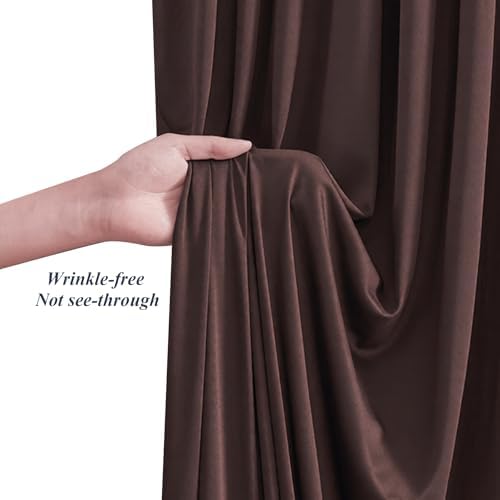 10x10ft Brown Backdrop Curtains with Lights Photo Drapes Wrinkle Free Fabric Backdrop Curtain for Wedding Birthday Party Baby Shower Bridal Shower Home Party Background Decorations - Image 5