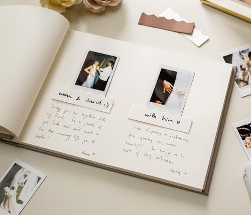 Personalized Luxe Photo Guest Book (Design 4) – 11.5 x 8.5" Minimal Aesthetics, Screw Bound with Custom Leaf Hardcover & Photo + Lined or Blank Pages - Wedding, Baby Shower, Anniversary - Image 5