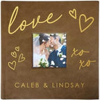 Personalized Photo Album For Couples, Engraved Love XOXO Leatherette Picture Album, Holds 200 4" x 6" Photos, Anniversary Keepsake, Brown Photo Album, Valentine's Day Gift by GiftsForYouNow