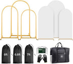 Arch Backdrop Stand and Cover Set 7.2ft,6.6ft,6ft Metal Arch Frame Stand Gold with White Cover for Wedding Birthday Party Baby Shower with Storage Bag(White, 7.2FT+6.6FT+6FT) by Lrrtwer
