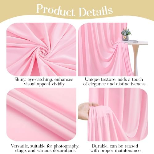 50ft x 10ft Pink Backdrop Curtains, Baby Pink Drapes for Backdrop Fabric - Image 3