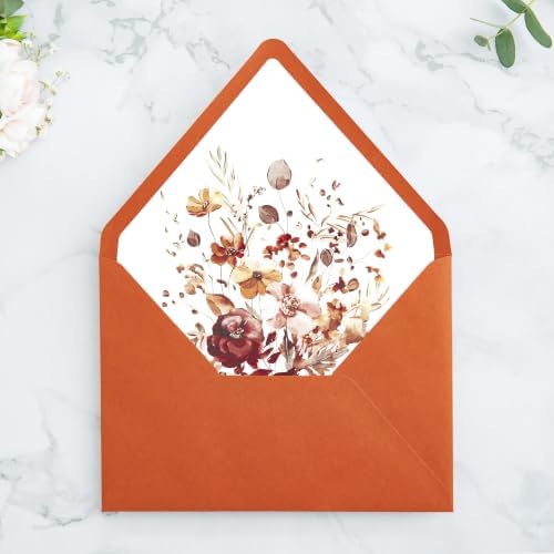 PONATIA 50PCS A7 Euro Flap Envelopes, Burnt Orange Liner Envelope - Image 3