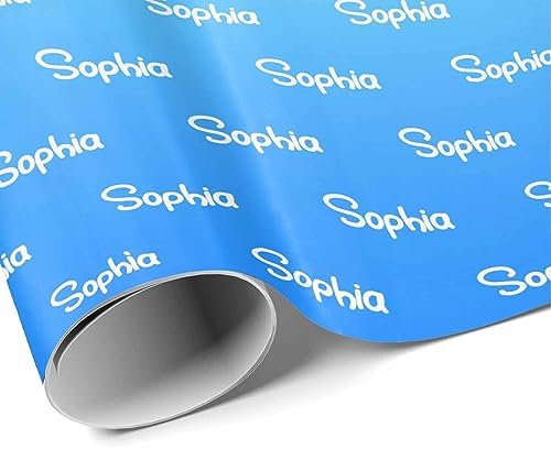 MyPupSocks Personalized Light Blue Gift Wrap Paper with Text, Custom Name Logo Birthday Gift Wrapping Paper Roll for Boys Girls Kids Baby Shower Christmas Anniversary 58x23 5 Rolls - Image 3
