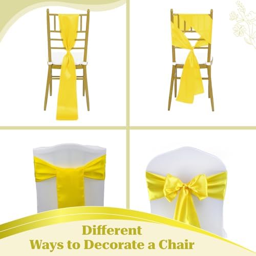 MDS® Pack of 150 Satin Chair Sashes for Wedding & Events – Yellow - Image 4