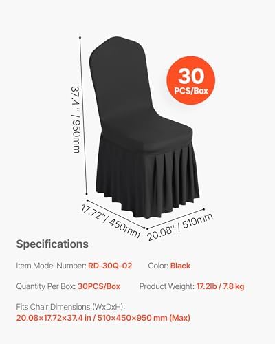 VEVOR Chair Covers, Polyester Spandex Chair Cover, Stretch Slipcovers for Wedding Party Dining Banquet Flat-Front Chair Covers (Black-d, 30PCS) - Image 7