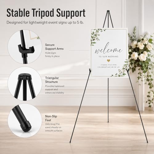 RRFTOK 4 Pack 63 in Sign Easel Stands, Instant-Fold Tripods with Bags - Image 4