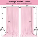 MEETSKY Pink Backdrop Curtains,Birthday Backdrop Drapes,5ft x 8ft,2 Panels - Image 2