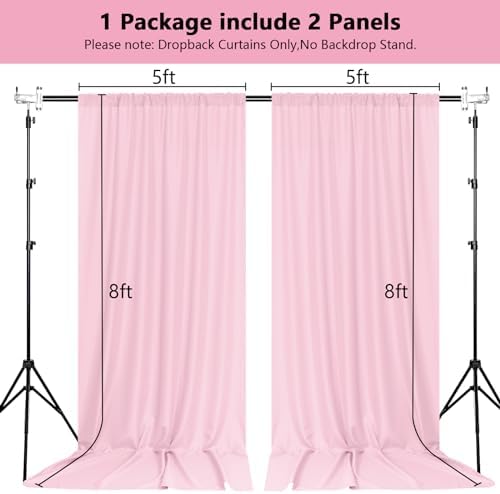 MEETSKY Pink Backdrop Curtains,Birthday Backdrop Drapes,5ft x 8ft,2 Panels - Image 2