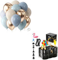 Bezente Dusty Blue Gold Balloons Kit 60pcs 12 inch Baby Blue Sand White Champagne Gold Helium Latex Balloons and Electric Balloon Pump Multiple by Bezente