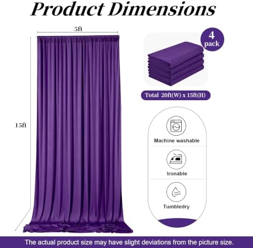 20ft x 15ft Purple Backdrop Curtains, Wrinkle Free Drapes Back Drop Cloth - Image 7