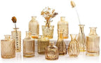 TBWIND Gold Amber Glass Bud Vases Set of 12, Small Vases for Flowers by TBWIND