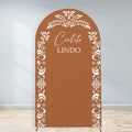 Mexican Baby Shower Party Arch Backdrop Cover 3.3x6.6ft Talavera Terracotta Style Stretchy Fitted Fabric Brown Boy Girl Arched Stand Spandex Photo Background Welcome Sign Decor by Unknown