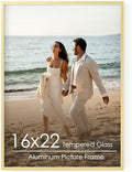 FLYJOE 16x22 Metal Picture Frame - Gold Aluminum Picture Frames with Real Glass, Wall Mounting Horizontally or Vertically, Diploma, Certificates and Decor for Wall Gallery 22x16 Frame, Gold by FLYJOE