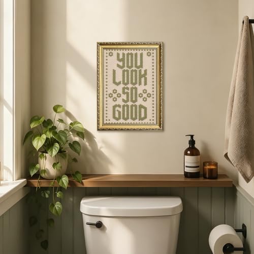 You Look So Good Sign Wall Art Trendy Inspirational Quote Wall Decor Picture Modern Minimalist Green Poster Canvas Painting Print for Living Room Bathroom 24x16 inch Gold Framed - Image 5