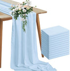 Horbaunal 12 Pack Baby Blue Chiffon Table Runners 10FT, 29x120 Inches by Horbaunal