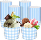 Vesici 150 Pcs Ice Cream Cups Gingham Party Supplies, 10 oz, Blue by Vesici