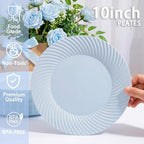 IOOOOO 100Pcs 10" Blue Plastic Dinner Plates, Heavy Duty Disposable Plates - Image 2