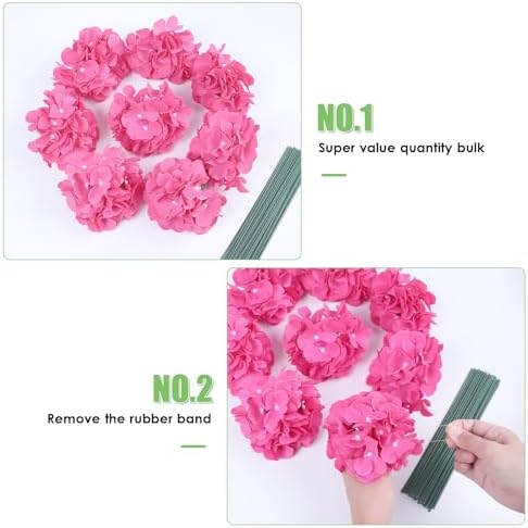 AVIVIHO 105Pcs Hot Pink Fake Flowers Hydrangea Artificial Flowers Bulk (Not Squished, No Steaming Need) Silk Flowers with Stems for Wedding Decor,Home,Baby Shower,Table Centerpieces Decoration - Image 7