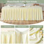 6 Packs Champagne Satin Tablecloths Rectangle 6FT,Glitter Spandex Fitted Stretch Table Covers Wrinkle-Resistant Floor Length Shimmer Pleated Table Skirt for Wedding Parties Baby Shower Banquets - Image 2