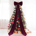 Wavwavw Christmas Giant Velvet Bow Decor Burgundy Red Big Bow 75x18 Inches by Wavwavw