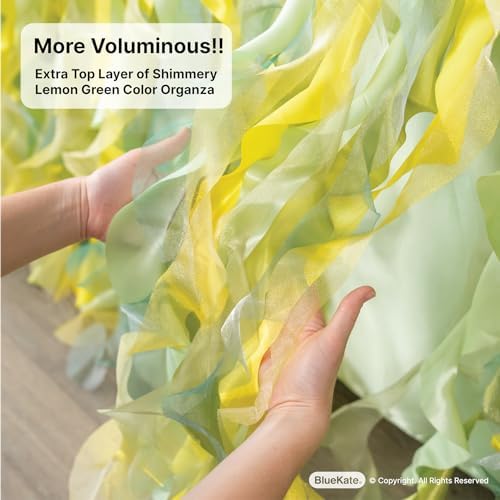 Lemon Green Table Skirt. 6ft Table Skirt with Double Layer Organza! Jungle Theme Decorations, Birthday, Tropical Party Decorations. Tutu Table Skirts for Rectangle Tables 6ft - Image 4
