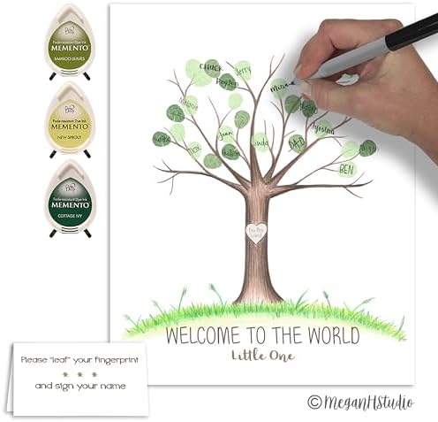 Neutral Baby Shower Fingerprint Tree Set Guestbook Alternative, 8.5x11" - Image 5