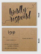 RSVP Postcards (Set of 50) 4"X6" Blank with Mailing Side,RSVP Reply Response Cards for Wedding Rustic Kraft Script Style Print Return Cards - Image 3