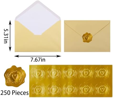 A7 Beige 5x7 Envelopes 250Pcs, 120g Pearl Paper with Gold Stickers - Image 2