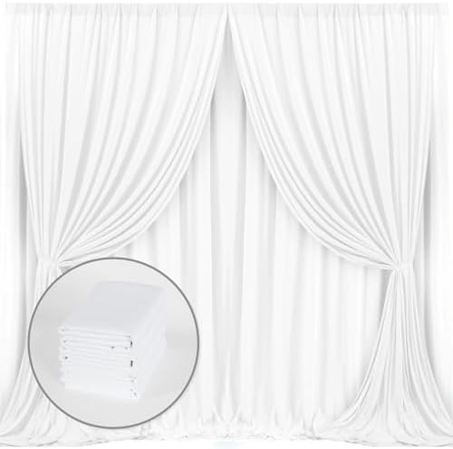 White Backdrop Curtain for Wedding Decor Holiday Party 4 Panels，5ft x 10ft by MYSKYHOME