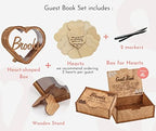 Personalized Wedding Guest Book Alternative - Rustic Wedding Decorations for Reception Inside Outside Wooden Wedding Keepsake Box - 2B1 Wedding Heart Guest Book Drop Box for Bridal Baby Shower Party - Image 2