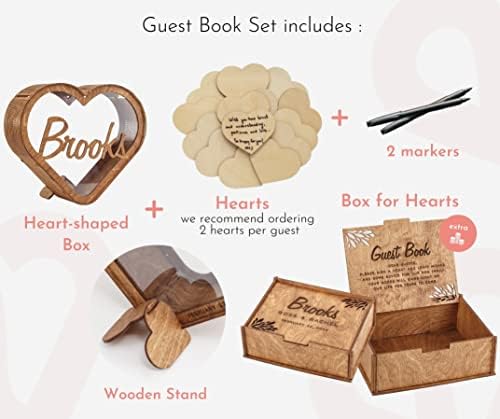 Personalized Wedding Guest Book Alternative - Rustic Wedding Decorations for Reception Inside Outside Wooden Wedding Keepsake Box - 2B1 Wedding Heart Guest Book Drop Box for Bridal Baby Shower Party - Image 2