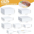 10 Pcs Large Acrylic Buffet Risers, White Food Display Stands for Buffet, Dessert Table, Jewelry, and Catering, Stackable Food Risers with Hollow Bottoms, Nesting Cube Box (12"-11"-10"-9"-8"-7"-6"-5") - Image 5