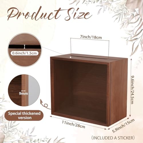 OurWarm Wooden Wedding Card Box for Reception, Money Gift Card Box for Wedding, Card Storage Box Wedding Decorations for Reception Party Birthday Gifts - Image 3