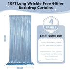 20ftx10ft Dusty Blue Sequin Backdrop Curtain for Wedding Parties - Image 4