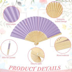 100 Pcs Wedding Folding Paper Fans for Guests Bamboo Folded Hand Fan with Gift Bags Vintage Paper Handheld Fans for Church Wedding Gift Bridal Shower Decorations (Pastel) - Image 3