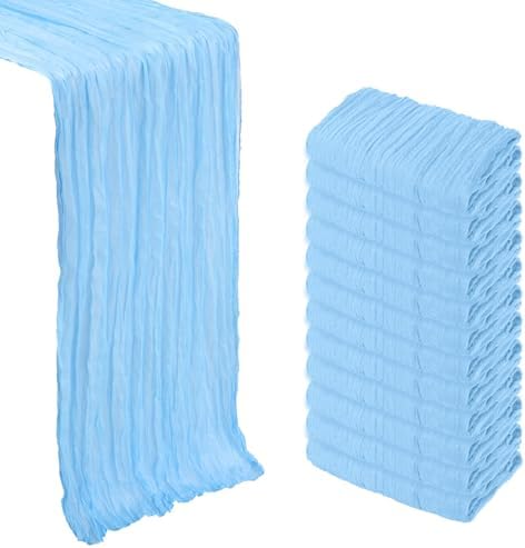 12 Pack 23 x 120 Inch Baby Blue Table Runner 10Ft Cheesecloth by Heneger