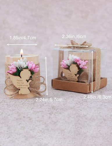 50 Pcs Wooden Tea Candle Holders, Girl Baptism Gift,Baby Birthday Party Favors,Adult Baptism, Gender Reveal Guest Favors with Personalized Tags. (pink-50) - Image 6