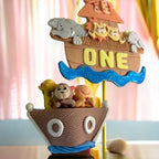 Noah's Ark Cake Toppers Set, Birthday Party, Baby Shower decoration, Animal theme party, Handmade, cute baby decor (Centerpiece "ONE" + 3D) - Image 4