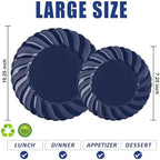 U-QE 60 Pcs Blue Plastic Plates for Party, Scalloped Blue Plates Disposable - Image 3
