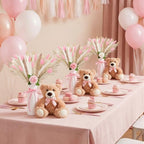 4 Sets 125 Pcs Bear Baby Shower Table Centerpiece with Bear Stuffed Animals Pink Dried Pampas Grass Artificial Flower Plastic Vase for Boho Wedding Bridal Reveal Birthday Baby Shower Decor - Image 6