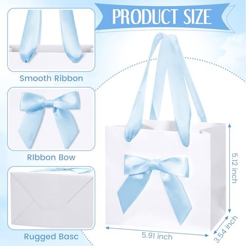 Kolldenn 50 Pcs Small Gift Favor Bags White Blue - Image 2