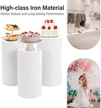 3 Pcs White Cylinder Pedestal Stand Covers, Round Cake Display Rack & Flower Cylindrical Pillars, Cake Stand Cover for Wedding, Birthday Party, Dessert Table & Baby Shower Decor - Image 5