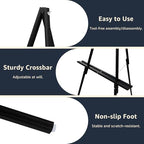 NianFeng Wooden Easel Stand for Sign, Easel Display Stand Floor for Wedding Sign with Adjustable Tray, 63-Inch, Tripod A-Frame Poster Light Duty, Welcome, Art Show & Baby Shower (Black) - Image 7