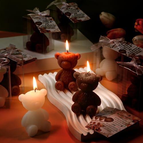Threlaco 30 Sets Large Bear Candle Baby Shower Party Favor, Brown Series - Image 3