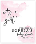 Andaz Press Custom Large Baby Shower Welcome Sign, 16" x 20", Watercolor Pink It's A Girl Personalized Canvas Welcome Sign, Signage Canvas Sign for Baby Sprinkle, Fall Baby Shower Decorations by AndazPress