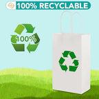 XPCARE White Paper Bags with Handles, 200Pcs 5.25x3.25x8.25'' Kraft Bags - Image 4