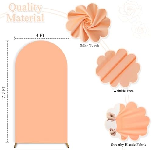 Spandex Arch Backdrop Cover Peach Wedding Arch Cover 7.2 FT Fitted Arched Covers Stretchy Backdrop Chiara Arched Stand Covers Round Top Chiara Frame Backdrops for Birthday Party Decoration - Image 3